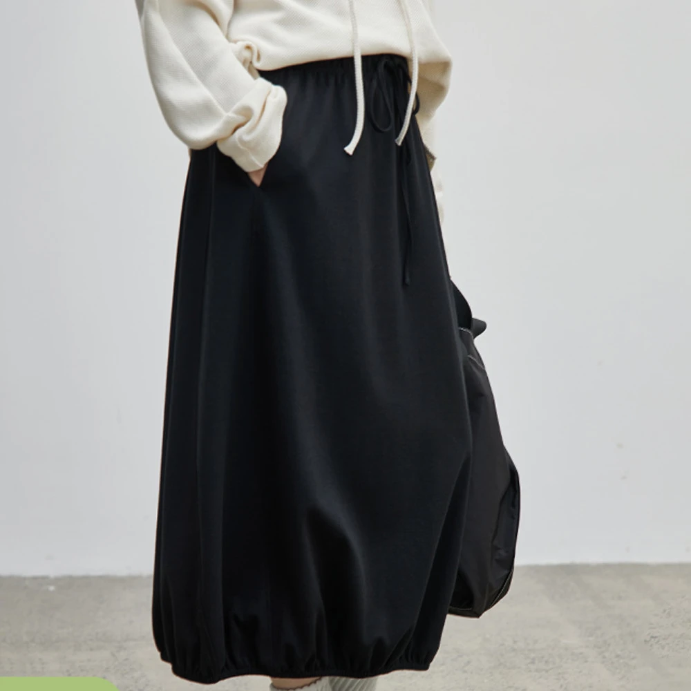 【豆浆半裙】步履不停  秋雅丹休闲百搭小个子针织灯笼花苞半裙长裙