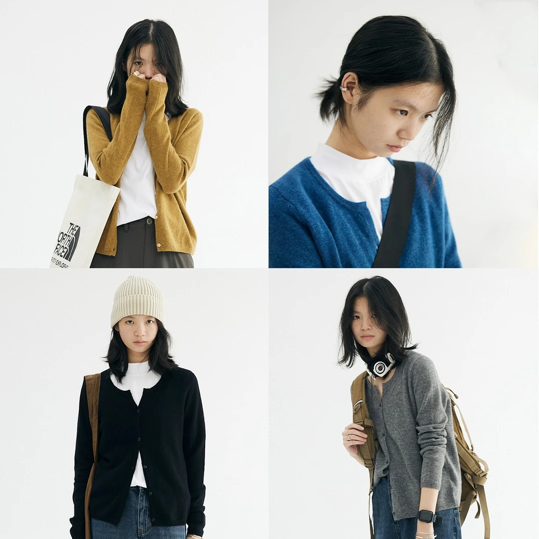 【云绒针织开衫】2023年秋季 休闲简约羊毛羊绒混纺小V领毛衣开衫