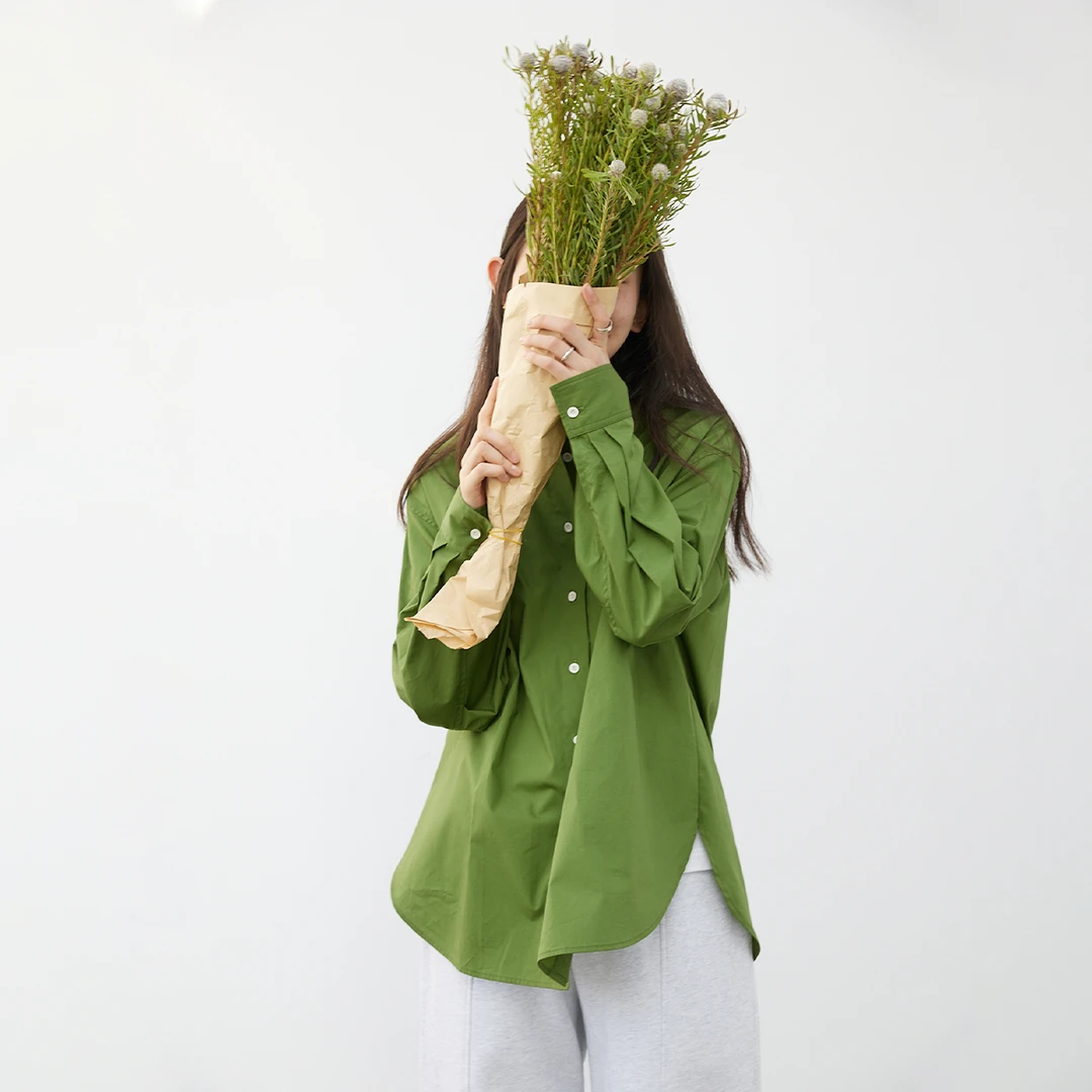 【牛油果衬衫】步履不停 新品百搭简约宽松休闲牛油果纯棉长袖衬衫