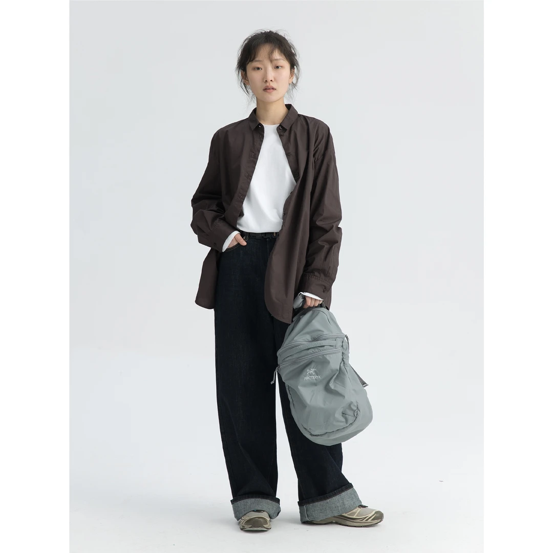 【纸飞机衬衫】步履不停简约设计师款小众休闲基础圆摆衬衣长袖衬衫