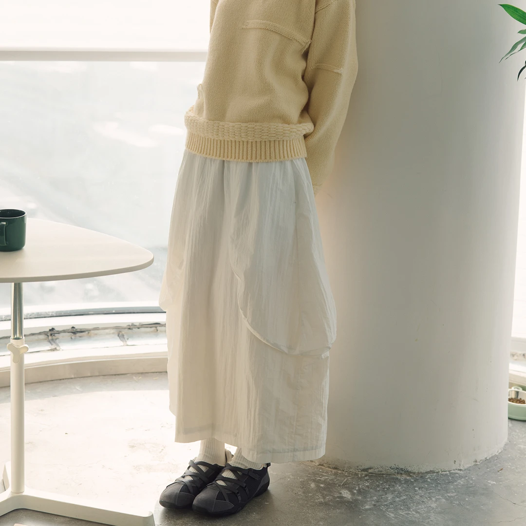【破茧半裙】步履不停 秋冬日系休闲小个子黑白色花苞裙半裙长裙