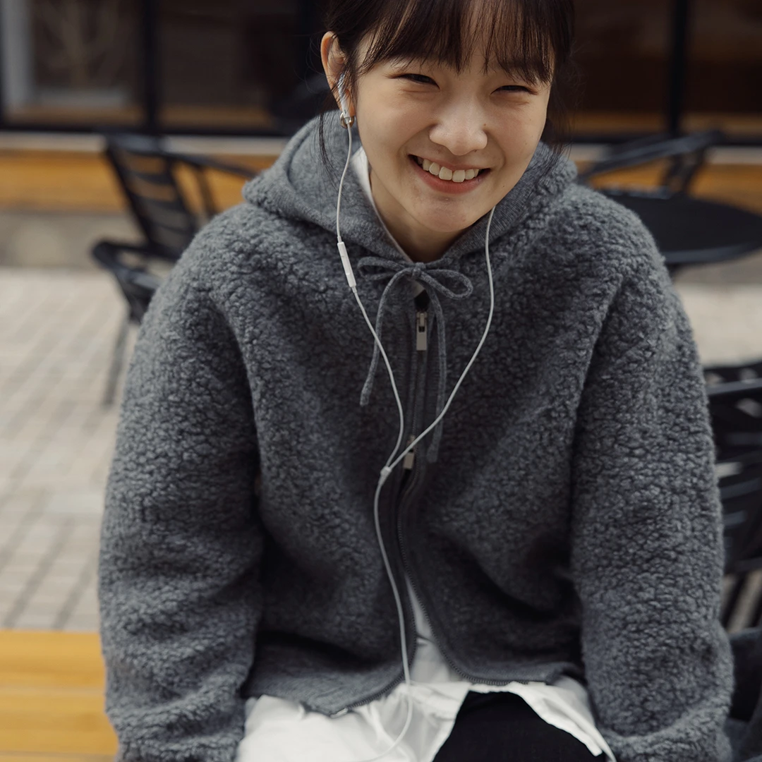 【发呆羊毛开衫】步履不停全羊毛保暖圈圈羊毛白色灰色冬款外套