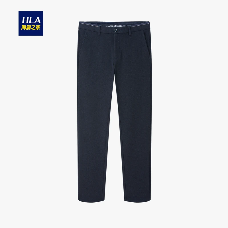 HLA/海澜之家舒适时尚亲肤透气色织中腰休闲裤