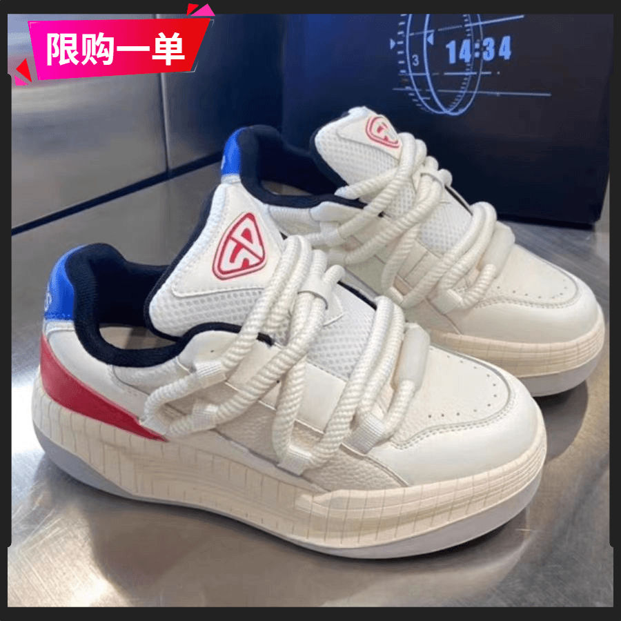 回力瑞2023冬季新款马里奥面包鞋女士休闲板鞋厚底小白鞋百搭运动