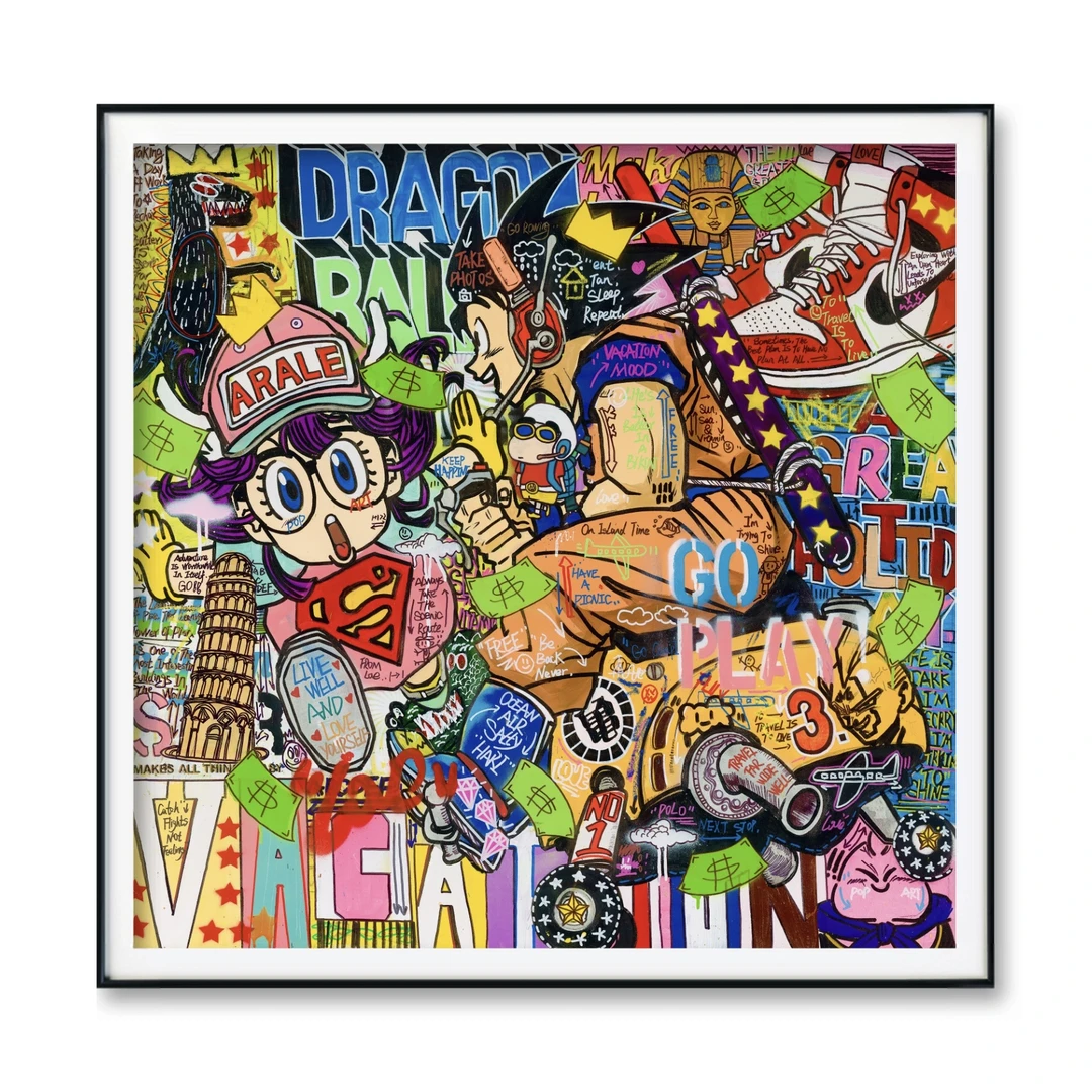艺术家游进维七龙珠阿拉蕾街头涂鸦客厅餐厅尺寸玄关挂画限量版画