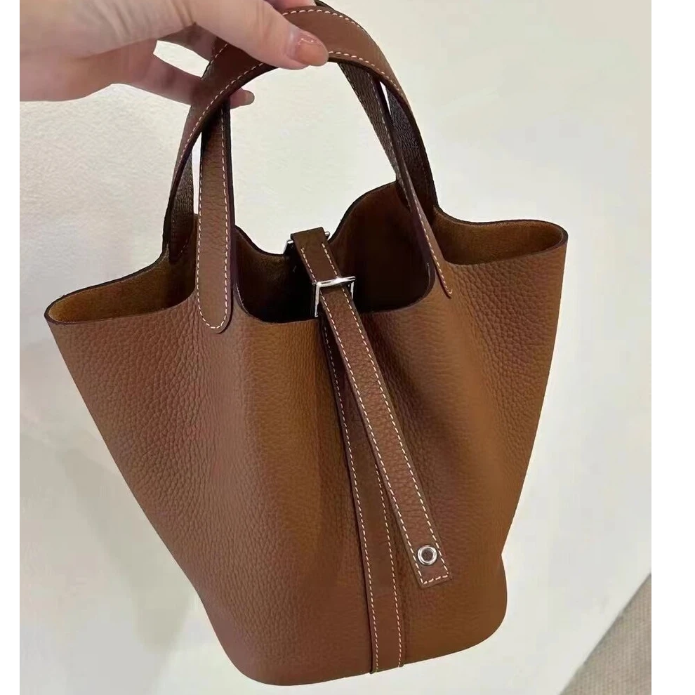 88911咖色手提包时尚百搭菜蓝子