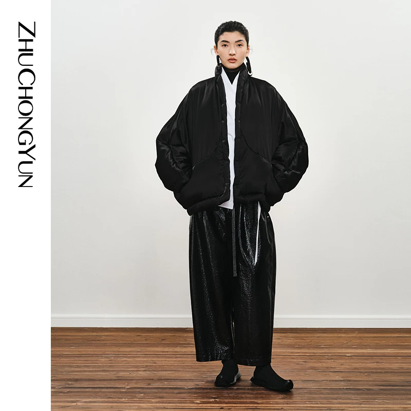 ZHUCHONGYUN24冬优雅立领裁剪短款白鹅绒羽绒服C1EG4435Y