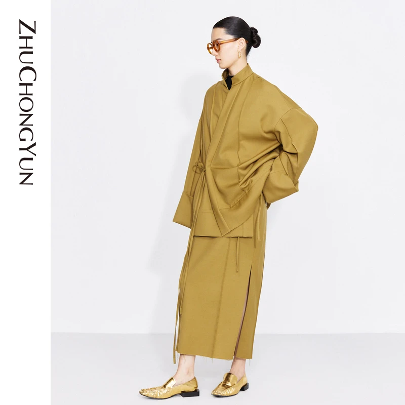 【美利奴羊毛】ZHUCHONGYUN秋新款新中式开衫廓形宽松外套C1CX43468