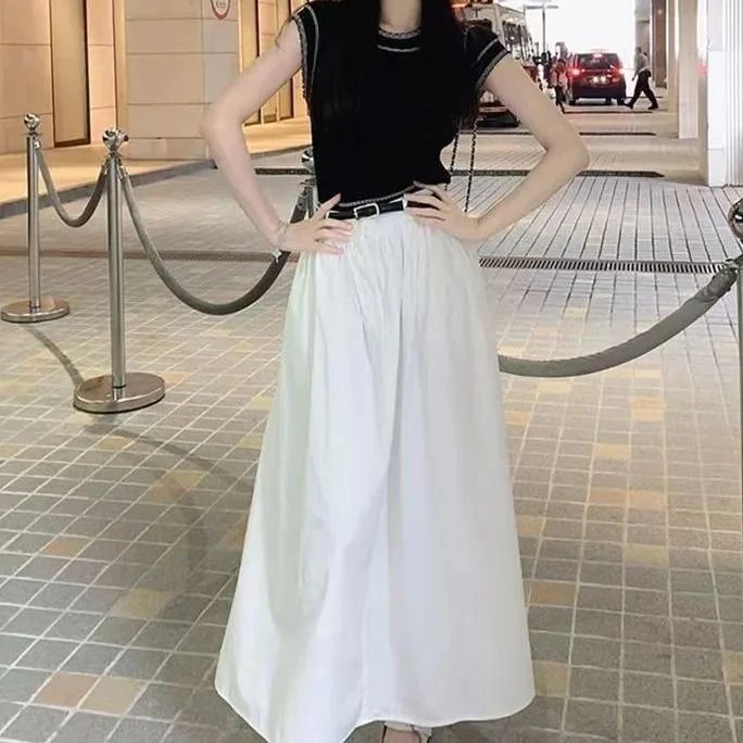港味时尚复古气质早秋套装修身小香风针织上衣高腰半身裙子三件套