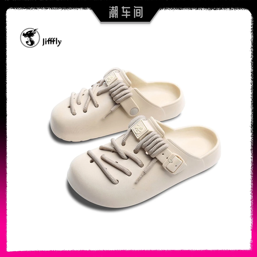 Jifffly情侣款包头半拖鞋2024夏季新款网红外穿凉拖厚底洞洞潮鞋