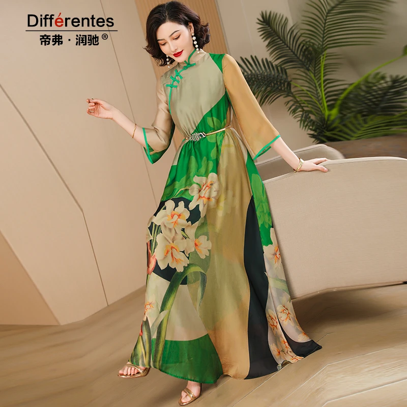 帝弗润驰2025夏装新款复古国风改良旗袍连衣裙中年女装连衣裙