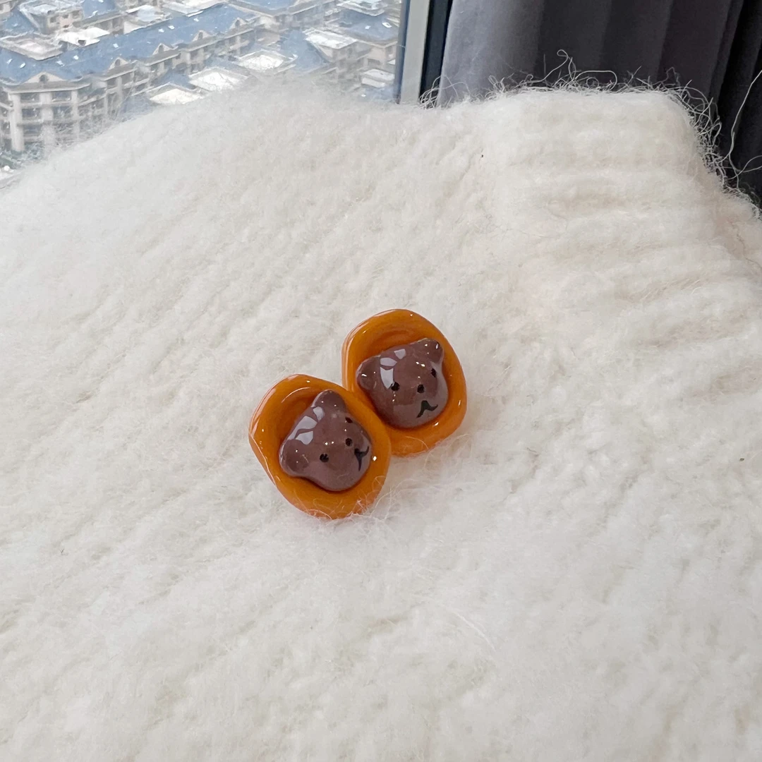 铜合金耳饰 铜合金耳饰朱古力熊