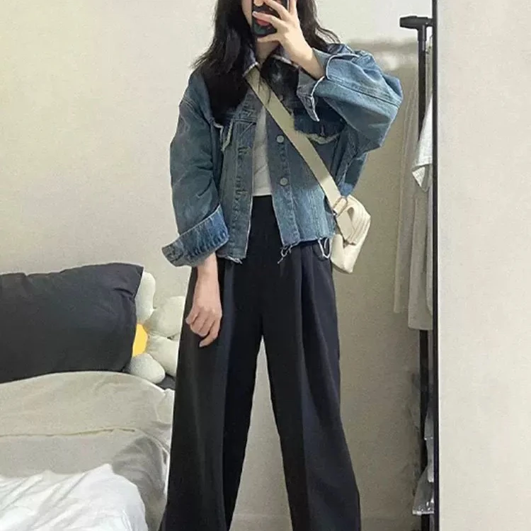 506 复古设计款港风毛边时尚牛仔外套