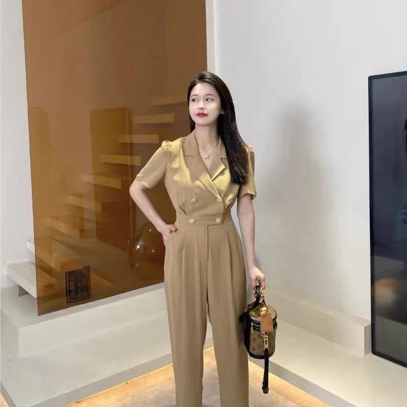 443 新款夏季小众设计连体裤女装收腰连体衣潮流气质时尚西装领