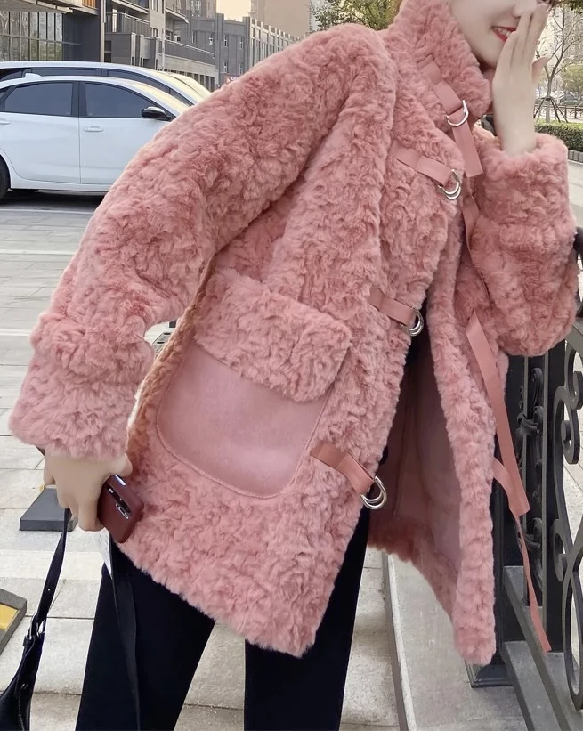 504  高级感毛毛一体设计款宽松保暖韩版外套