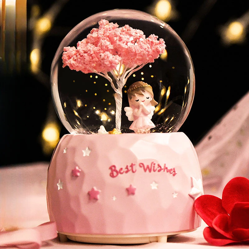 正版天空之城音乐八音盒雪花水晶球女孩旋转八音盒女生生日礼物女