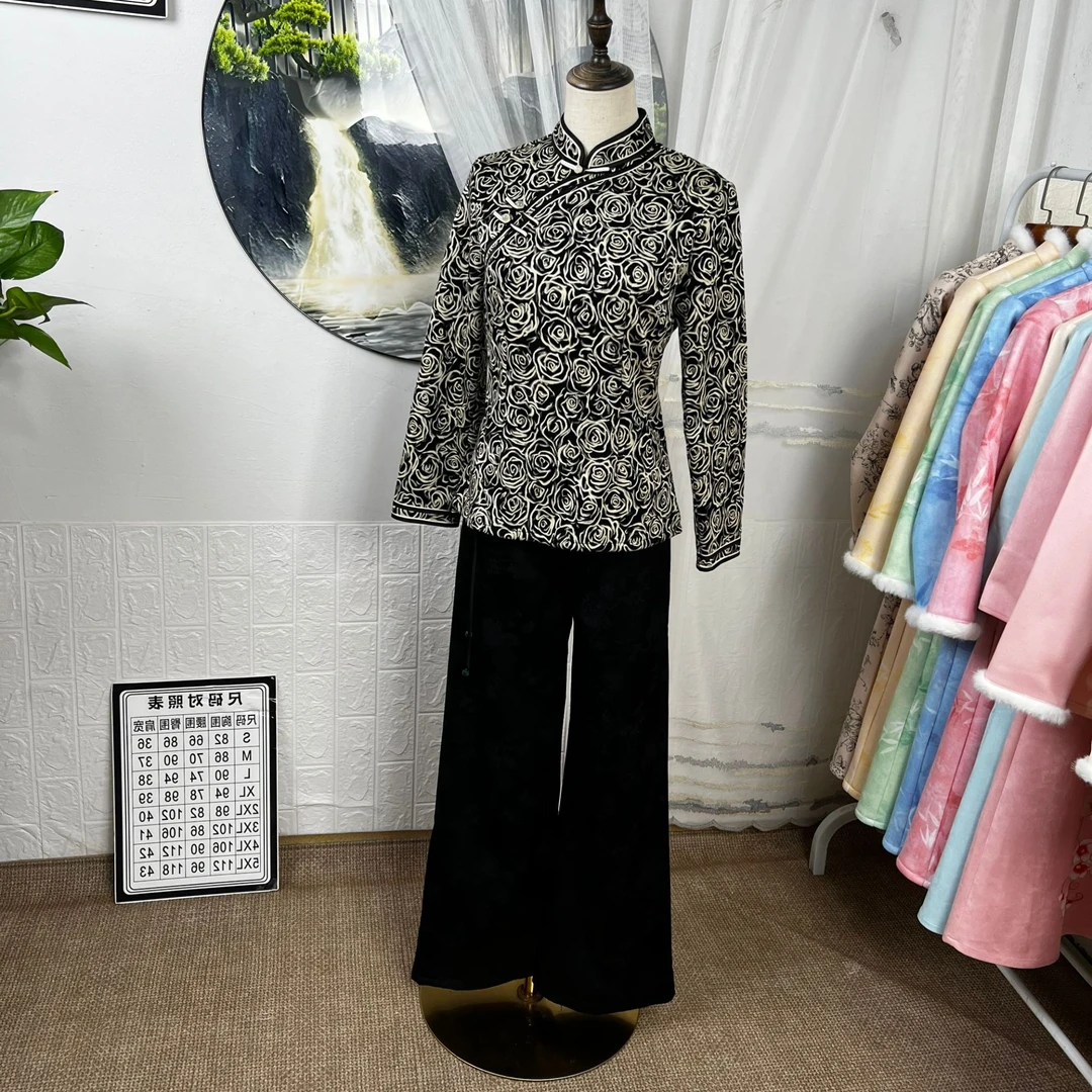 2024新款加绒加厚旗袍小上衣时尚百搭孤品M码