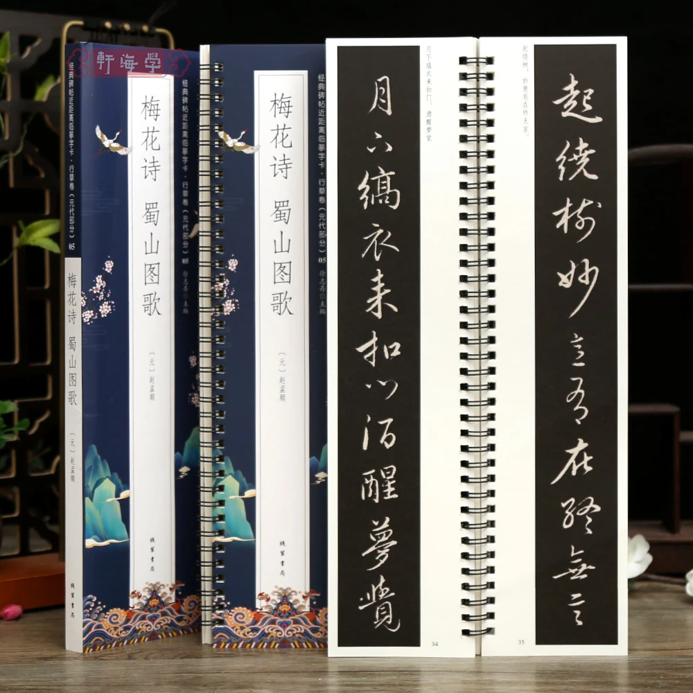 学海轩共2帖赵孟頫梅花诗蜀山图歌近距离临摹字卡行草卷元代部分