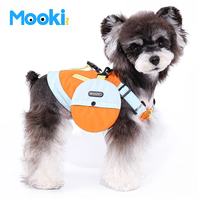 mookipet狗狗衣服春夏比熊雪纳瑞小狗可牵引机能马甲带牵引环