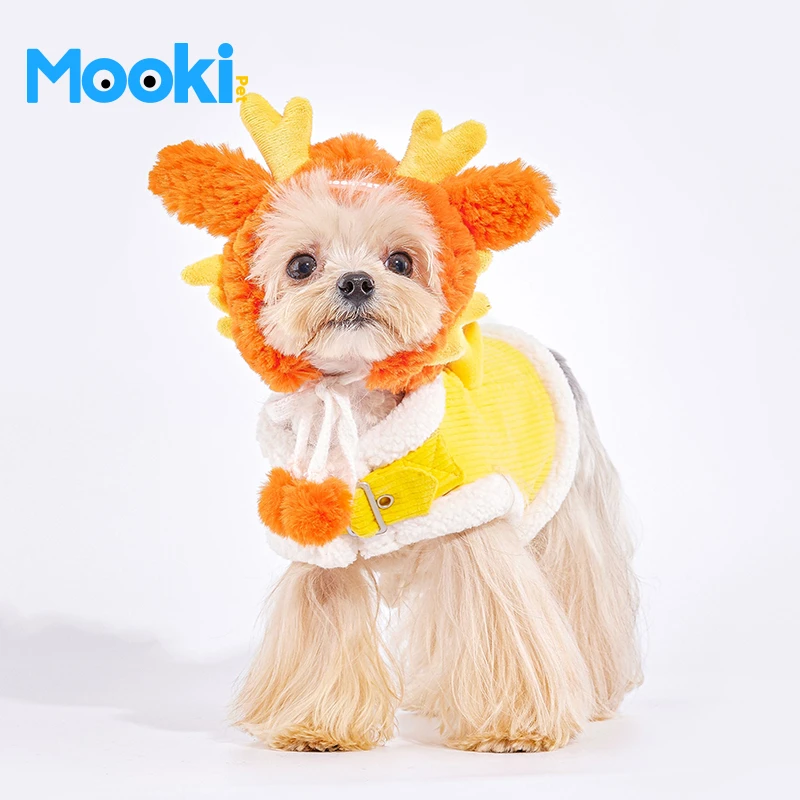 mookipet狗狗猫咪新年帽子约克夏泰迪小型犬冬季宠物龙年配饰可爱