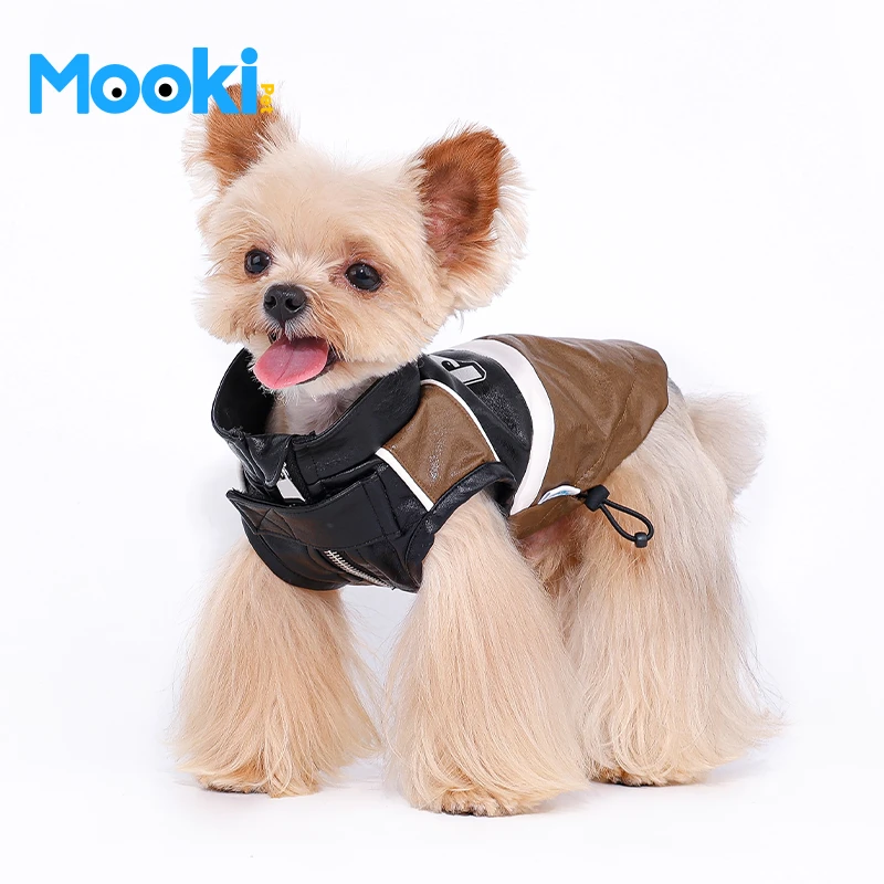 mookipet狗狗衣服毛绒宠物服饰比熊宠物猫咪皮马甲可牵引耐脏防风