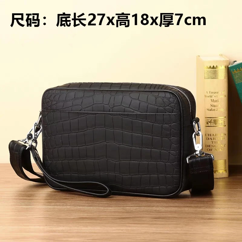 泰国轻奢鳄鱼皮男包真皮正品高级质感休闲单肩包斜挎包