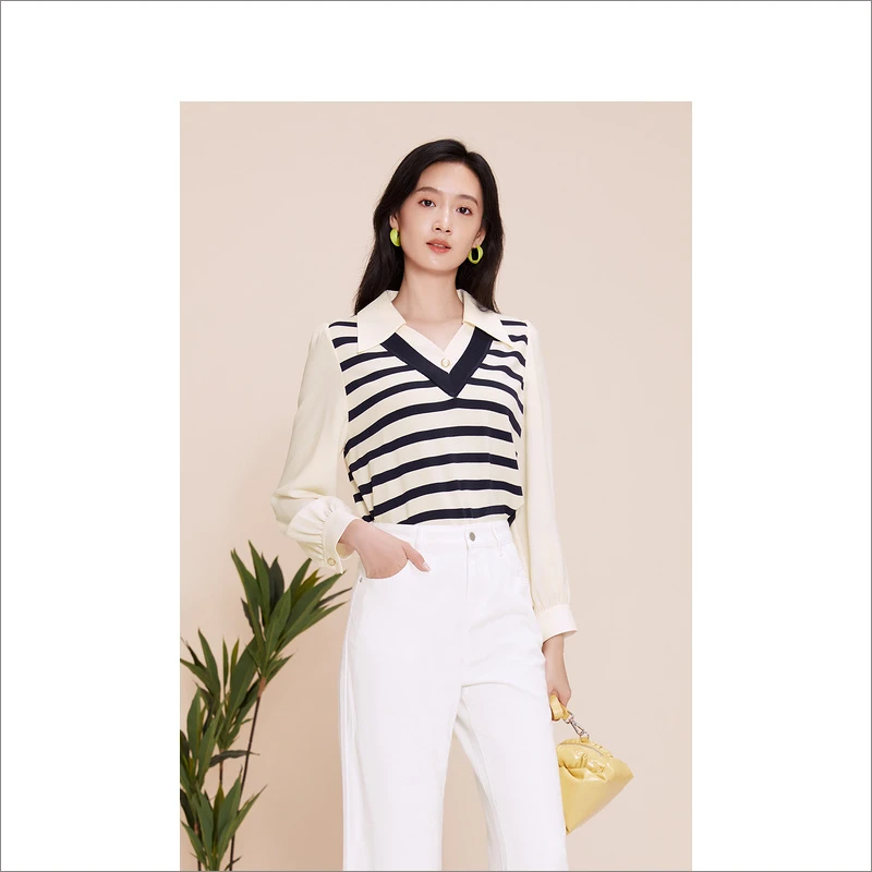 YINER音儿女装秋季袖针织衫套头上衣气质时尚通勤8C63106156