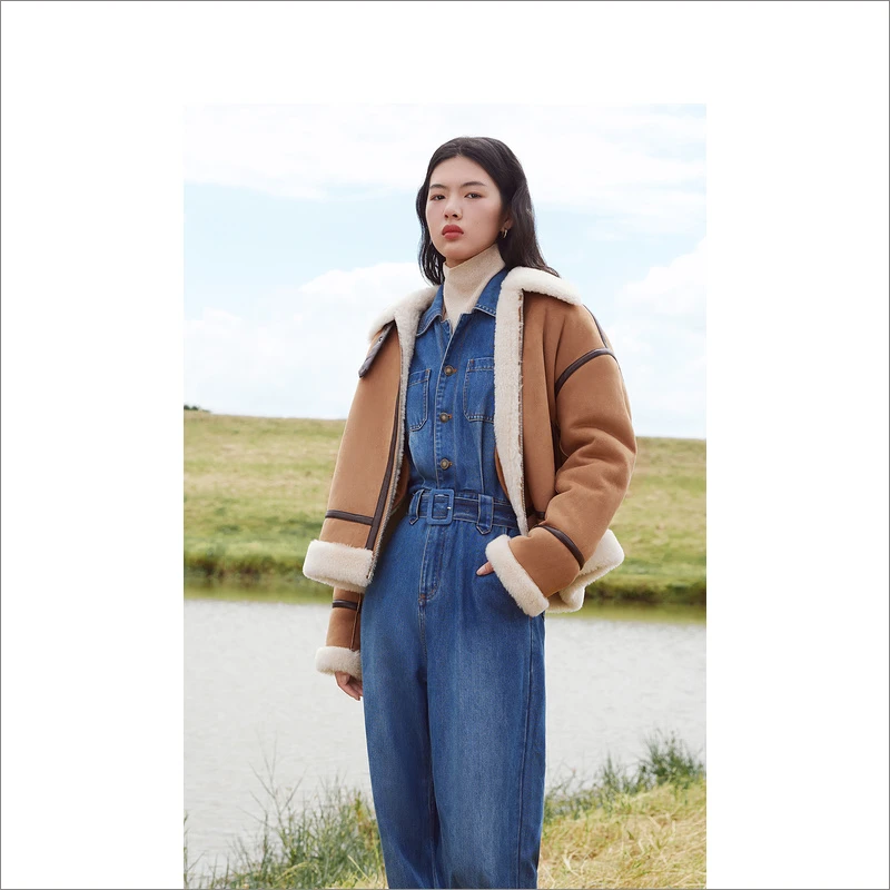 Goodland美地女装冬季新款毛呢外套显瘦时尚休闲宽松LC63510050