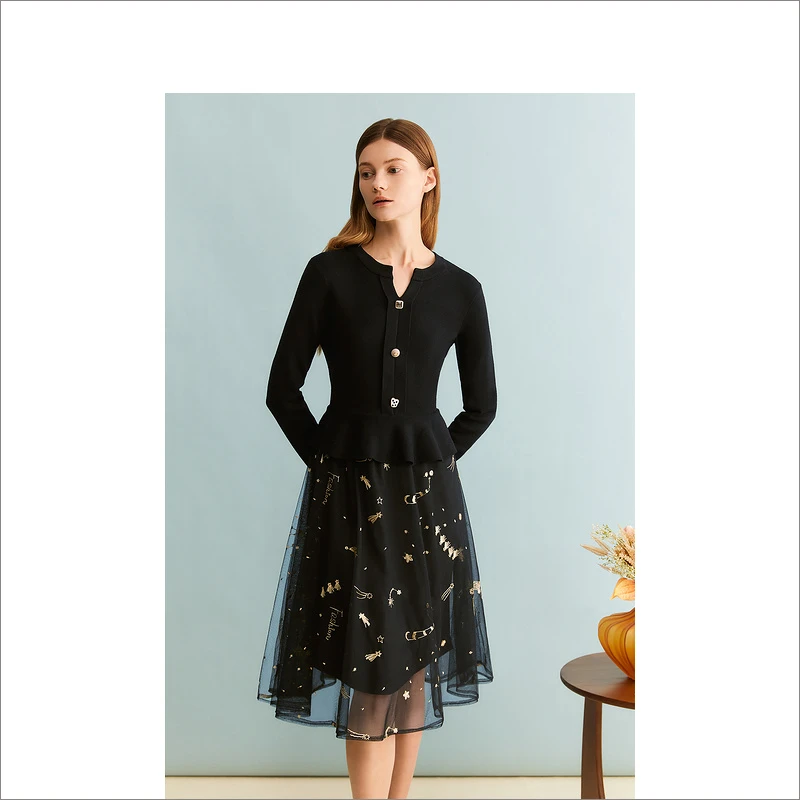 【璀璨星空】YINER音儿女装秋季新款小香风连衣裙8C63306306