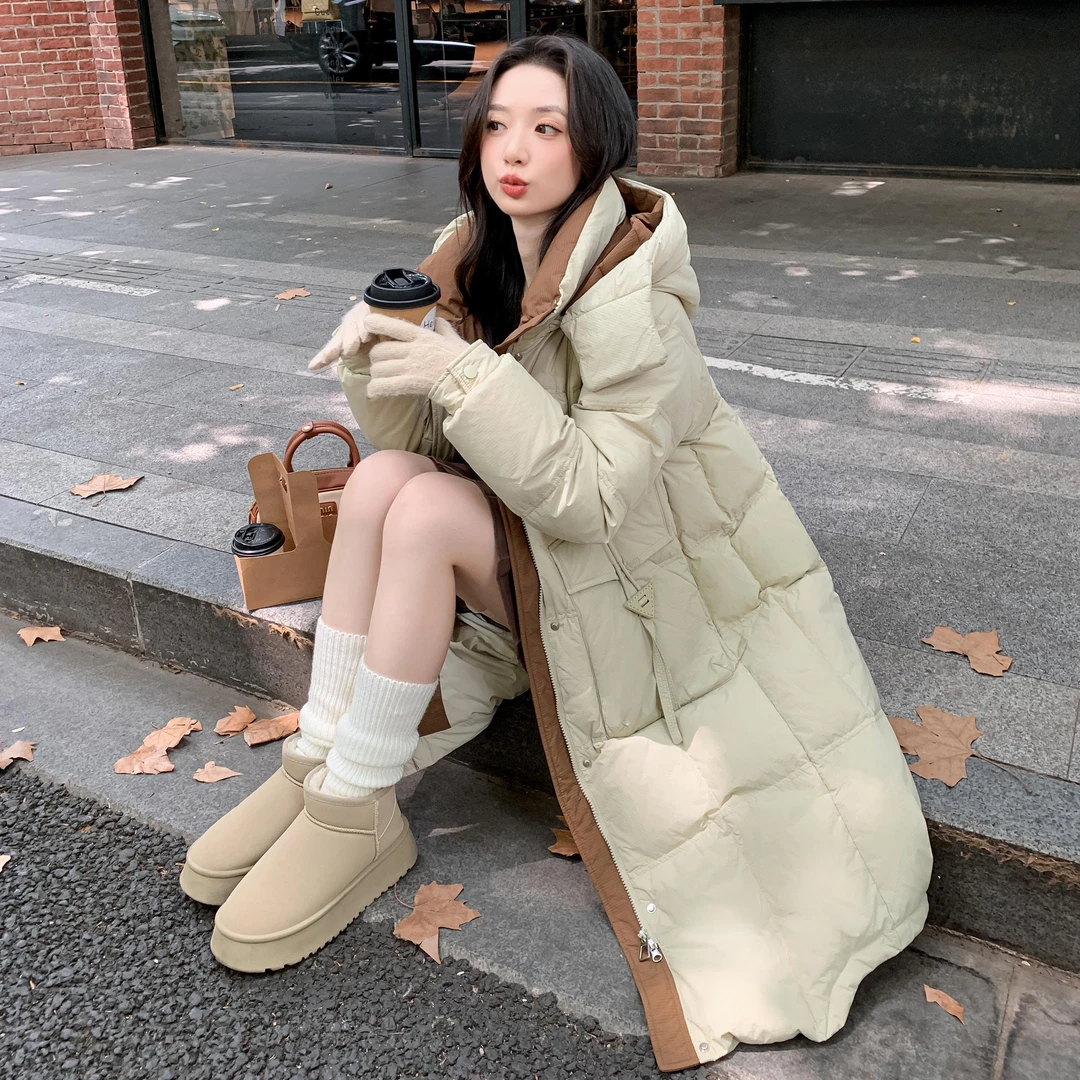 【羽冠】冬季新款大码女装胖mm200斤宽松保暖中长款大码羽绒服2433