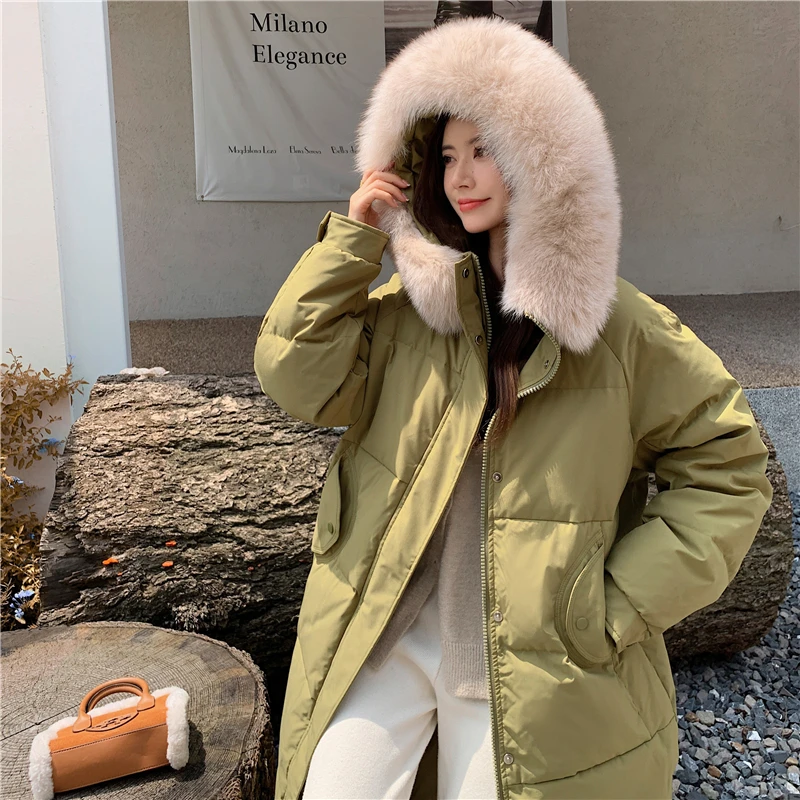 【羽冠】冬季新款大码羽绒服200斤微胖宽松显瘦中长款白鸭绒2316