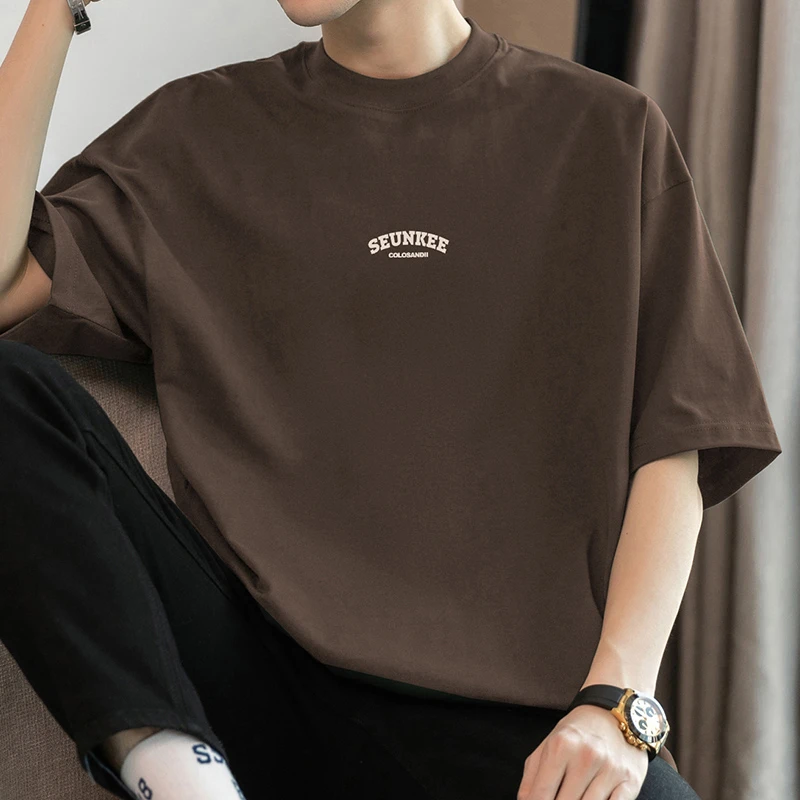 M09-633美式260g重磅短袖t恤男纯棉圆领体恤潮流宽松夏季全棉半袖