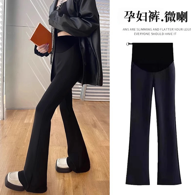 孕妇裤春秋冬外穿小个子微喇拖地休闲裤秋季新款阔腿喇叭裤