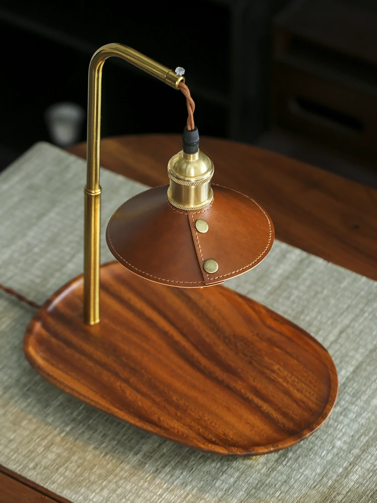 南美胡桃木鹅蛋盘铜色台灯座 30*20*34.5 (thp02)