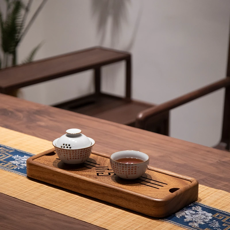 南美胡桃木福字中式储水干泡家用茶盘38*15*4 ( HP-40)