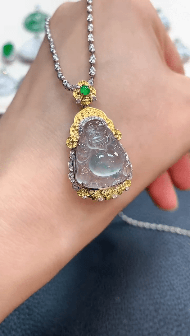 【闪购商品】翡翠吊坠(不含链)18K金镶嵌b84