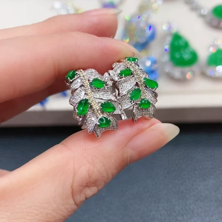 【福公子珠宝】-定制-18k金翡翠耳饰-CY-多样性一件发-A6