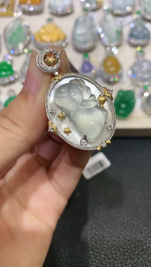 【闪购商品】翡翠吊坠(不含链)18K金镶嵌D129