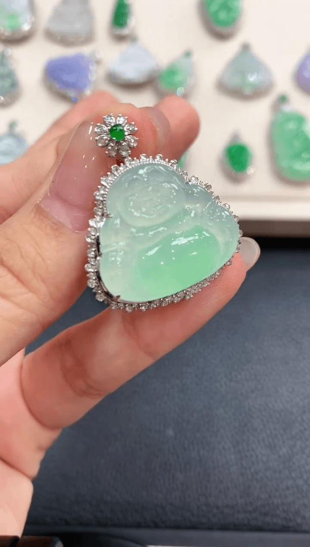 【闪购商品】翡翠吊坠(不含链)18K金镶嵌B124