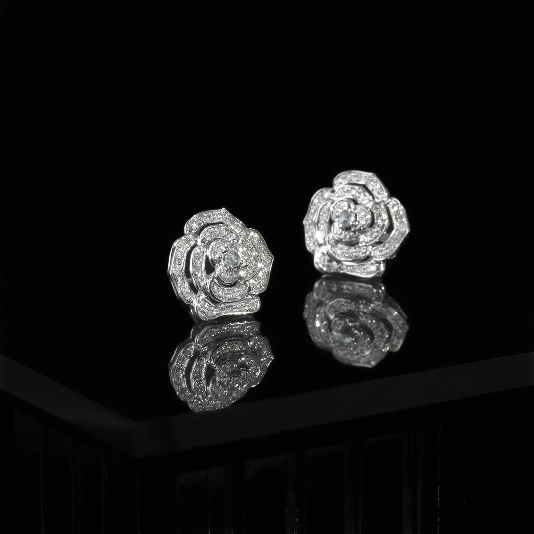【福公子珠宝】山茶花钻石耳饰-262-多样性一件发货