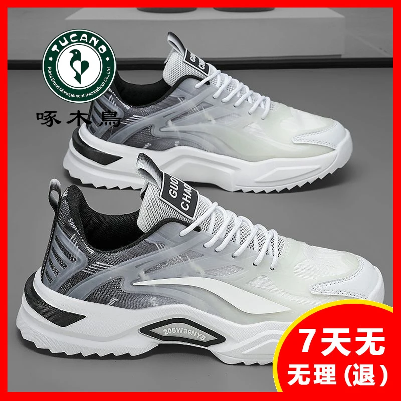 啄木鸟春秋季男鞋青少年学生运动休闲网面老爹百搭潮鞋透气鞋子男