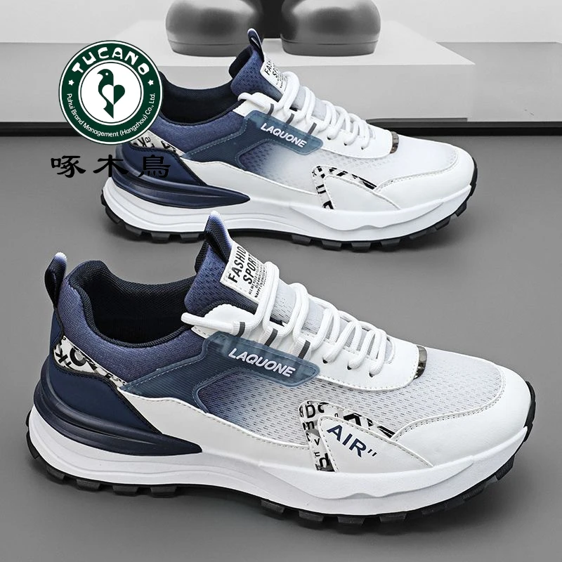 啄木鸟男鞋春季潮高级感夏季透气网面网鞋青少年运动休闲老爹潮鞋