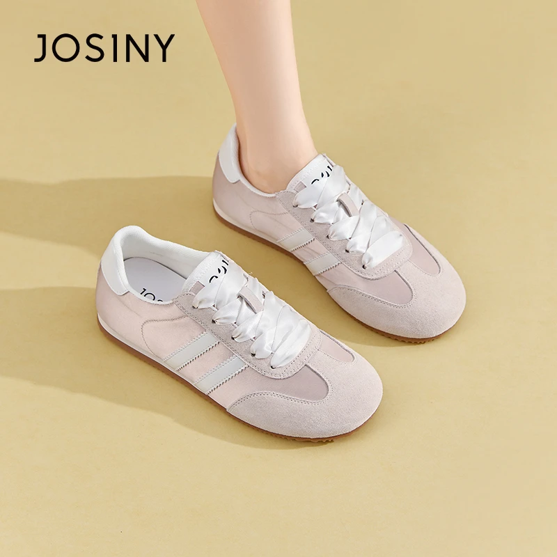 卓诗尼休闲运动小白鞋2024新款复古拼色平底运动鞋女百搭德训鞋