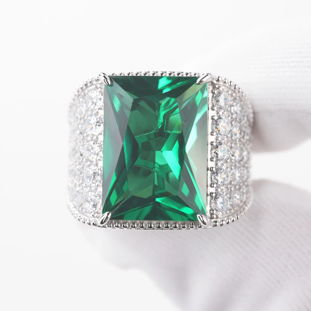 925银戒指 祖绿宝石豪华高级定制气质男士戒指【JZ-J03】