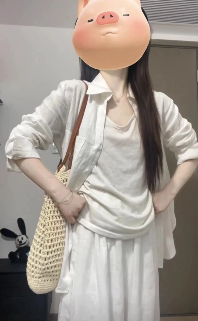 夏季新款薄款防晒衬衫外套白色上衣搭时尚吊带背心搭高腰显瘦长裤
