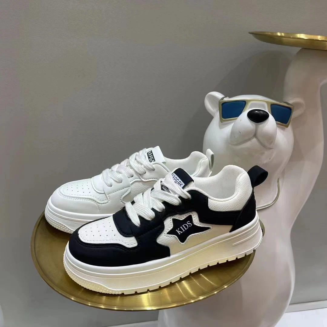 黑白熊猫厚底小白鞋春夏季新款百搭增高板鞋学生休闲女鞋360