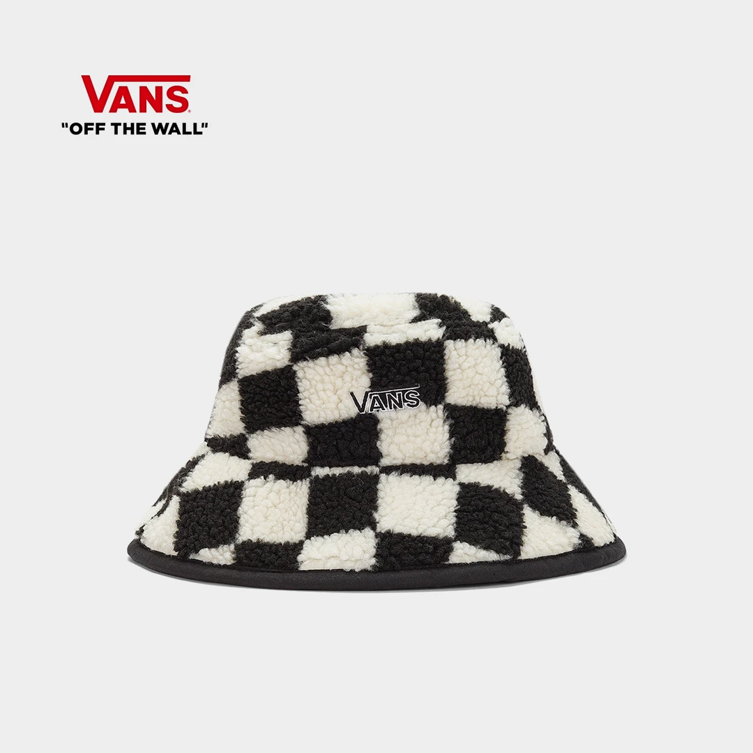 VANS范斯官方 女子男子渔夫帽黑白棋盘格帽子格子休闲百搭透气