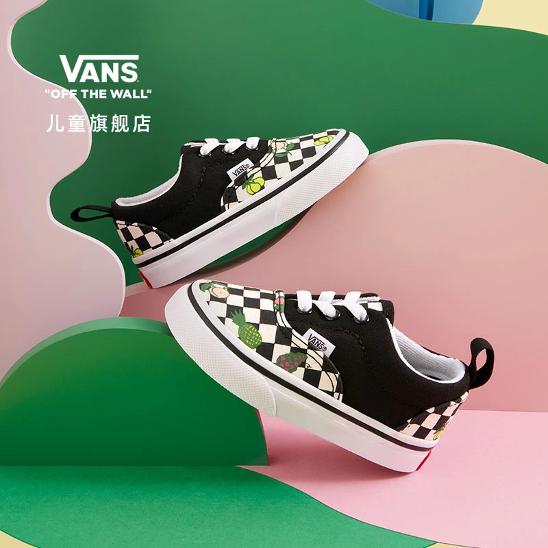Vans范斯儿童官方Era小童水果印花棋盘格帆布鞋可爱百搭透气