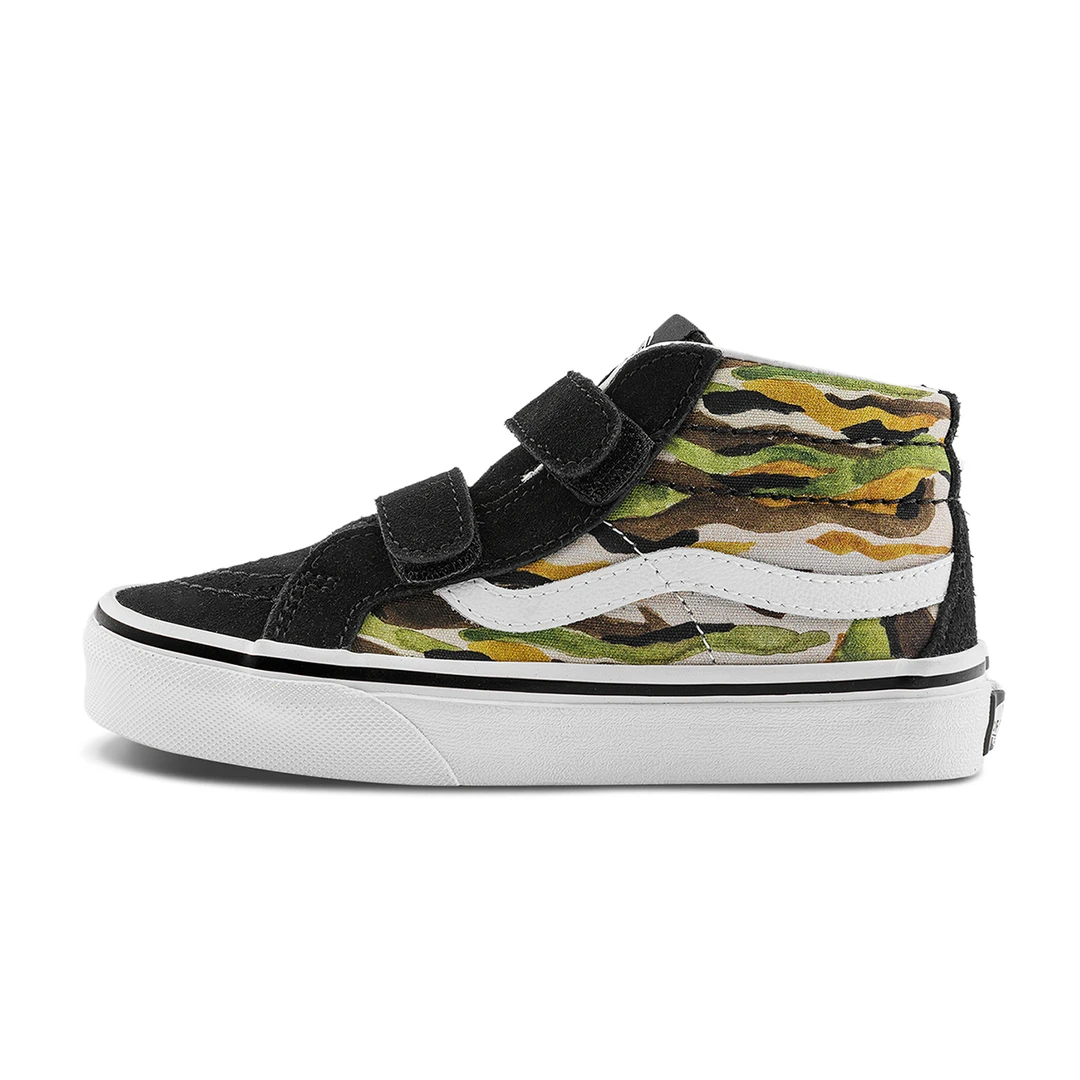 Vans范斯儿童官方 SK8-Mid Reissue V迷彩魔术贴中大童板鞋