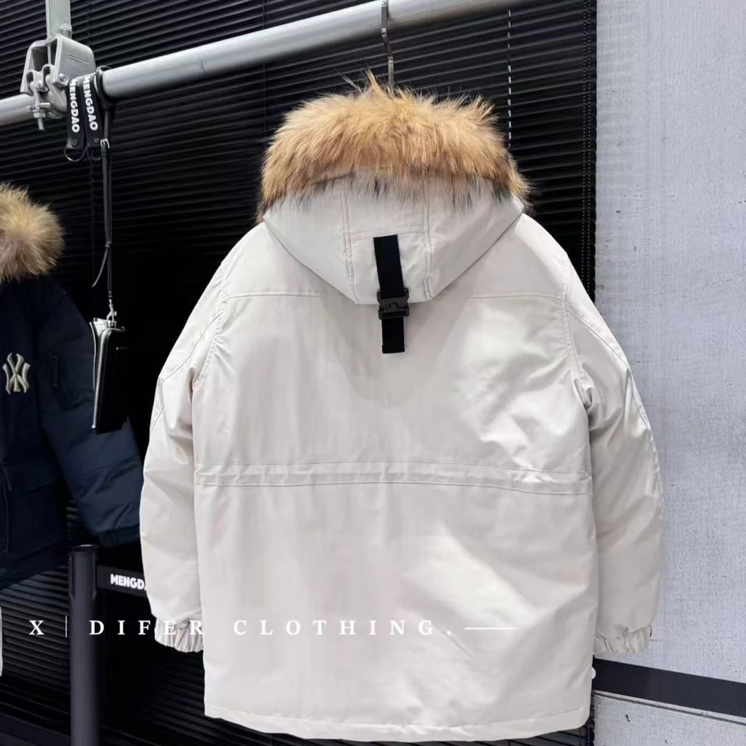 「ZS CLOTHING」秋冬新品加厚中长连帽派克工装羽绒服情侣鹅绒保暖